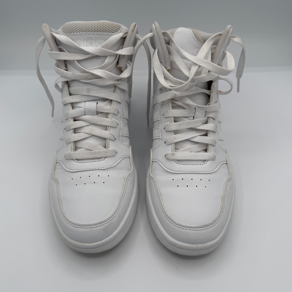 Adidas Hoops 3.0 Mid Triple White Basketball Sneakers GW5457 Womens 9 Classic